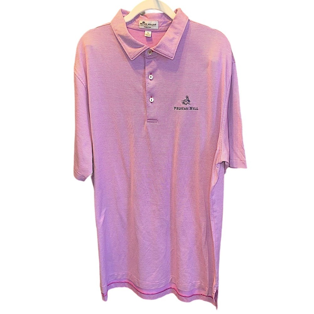 PETER MILLAR Jubilee Stripe Performance Polo‎ in Cape Red with Embroidered